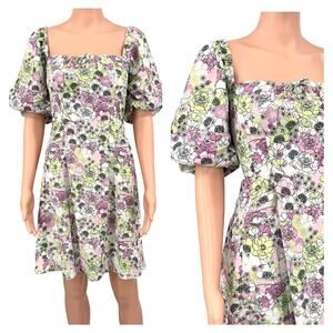 NWT BCBGeneration Floral Square Neck Puff Sleeve Dress 6 Wedding Guest